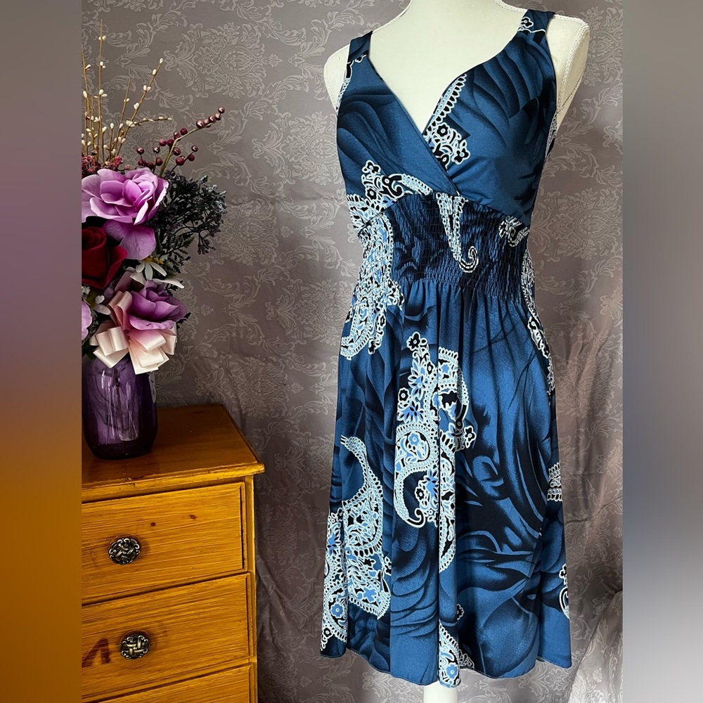 Blue and white summer dress.